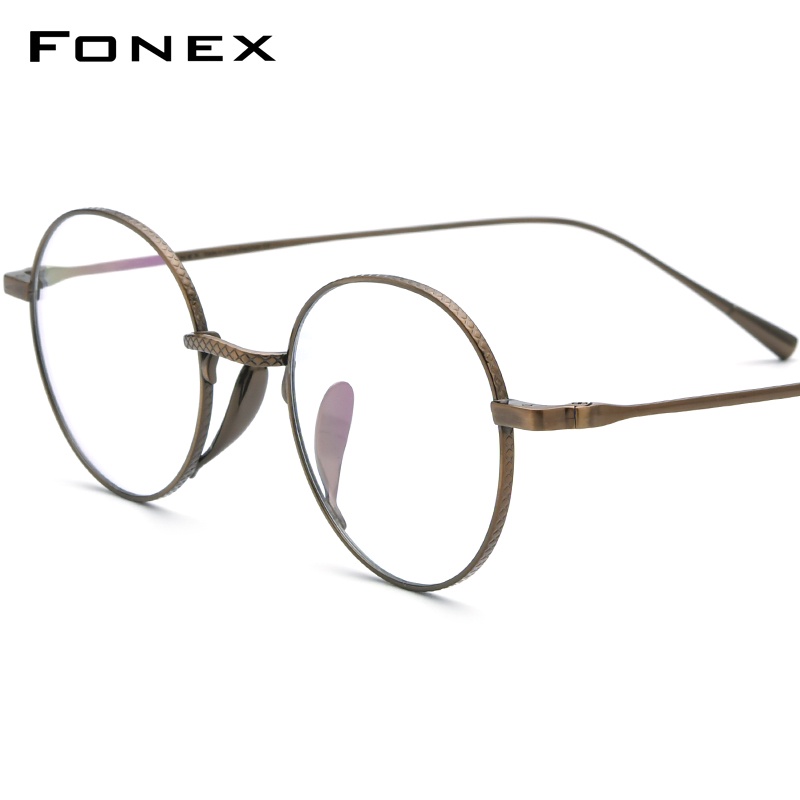 FONEX Pure Titanium Glasses Frame Women Colorful Retro Round Eyeglasses