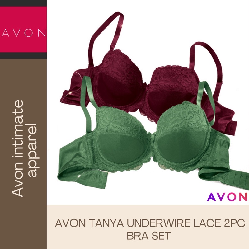 Avon Tanya Underwire Lace Pc Bra Set Windsor Wine Dark Ivy