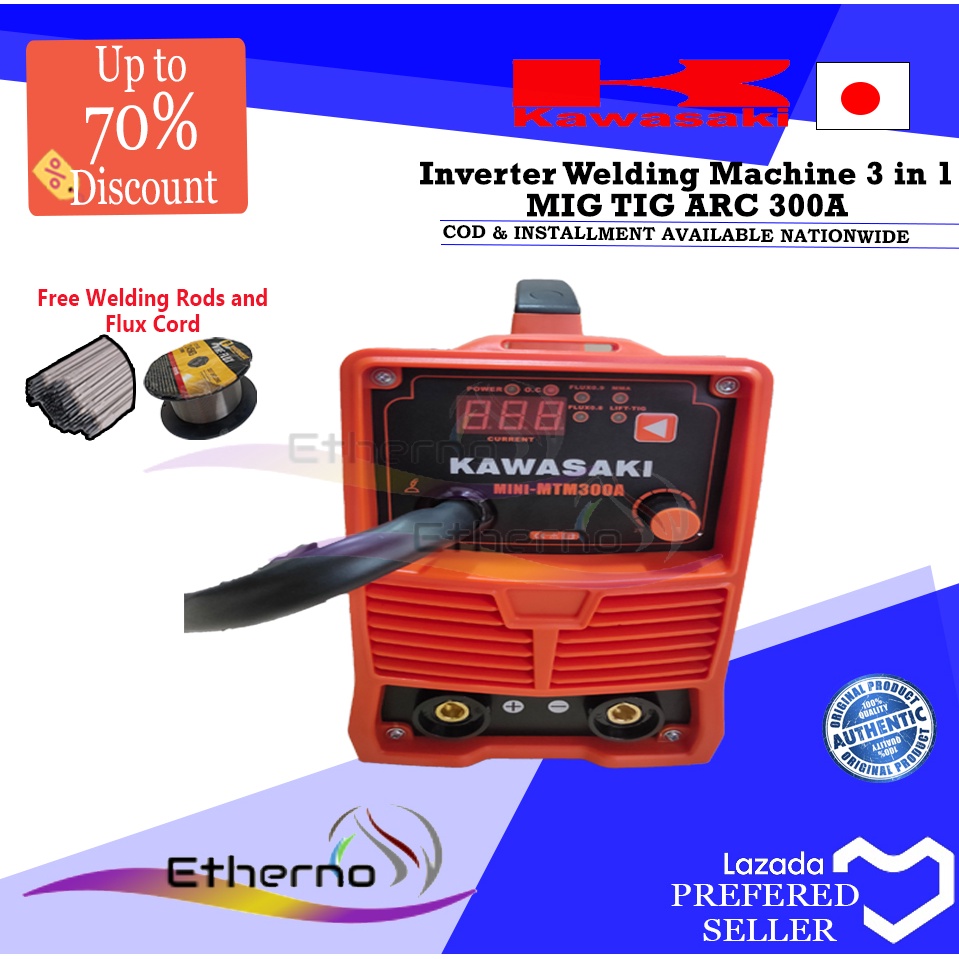 Kawasaki Mini Inverter Welding Machine 300A 3in1 TIG MIG ARC Shopee