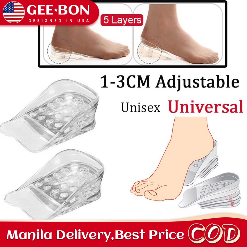 Geebon Taller Insole Silicone Gel Inserts Lift Shoe Pads Inner Height