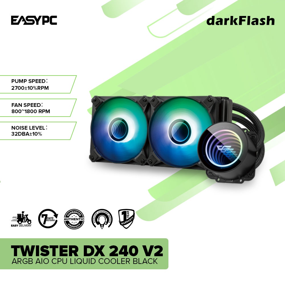 Easypc Darkflash Twister Dx V V Black And White Argb Aio Cpu