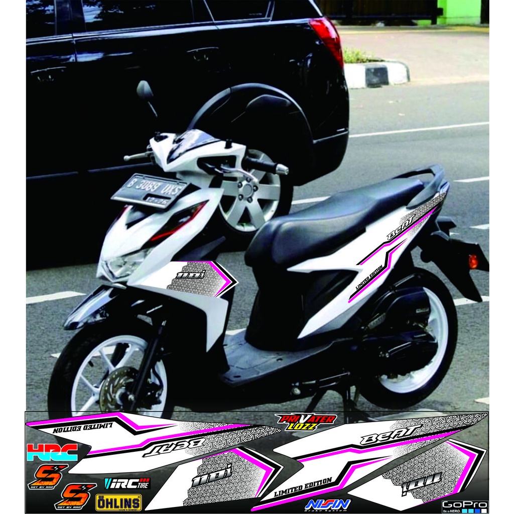 Putih Striping Sticker Honda Beat New Deluxe Variations Of