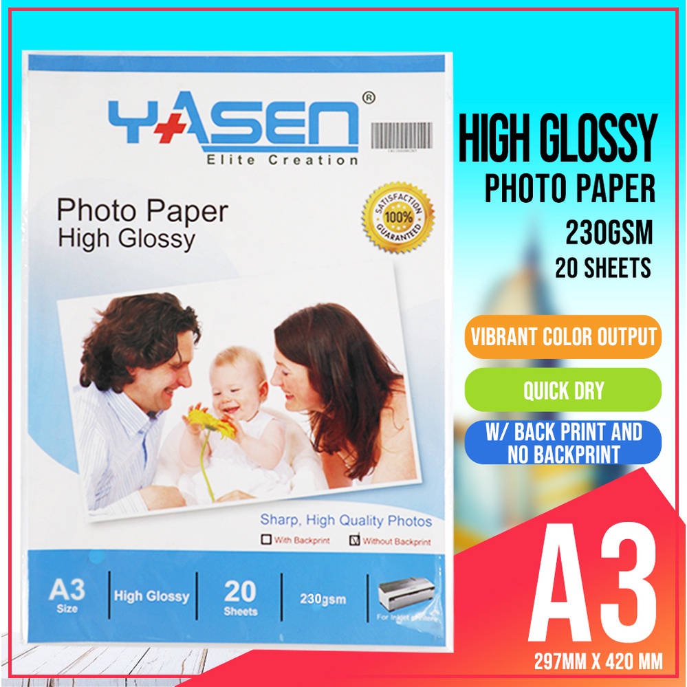 A Size Yasen Glossy Photo Paper Gsm No Back Print With Back