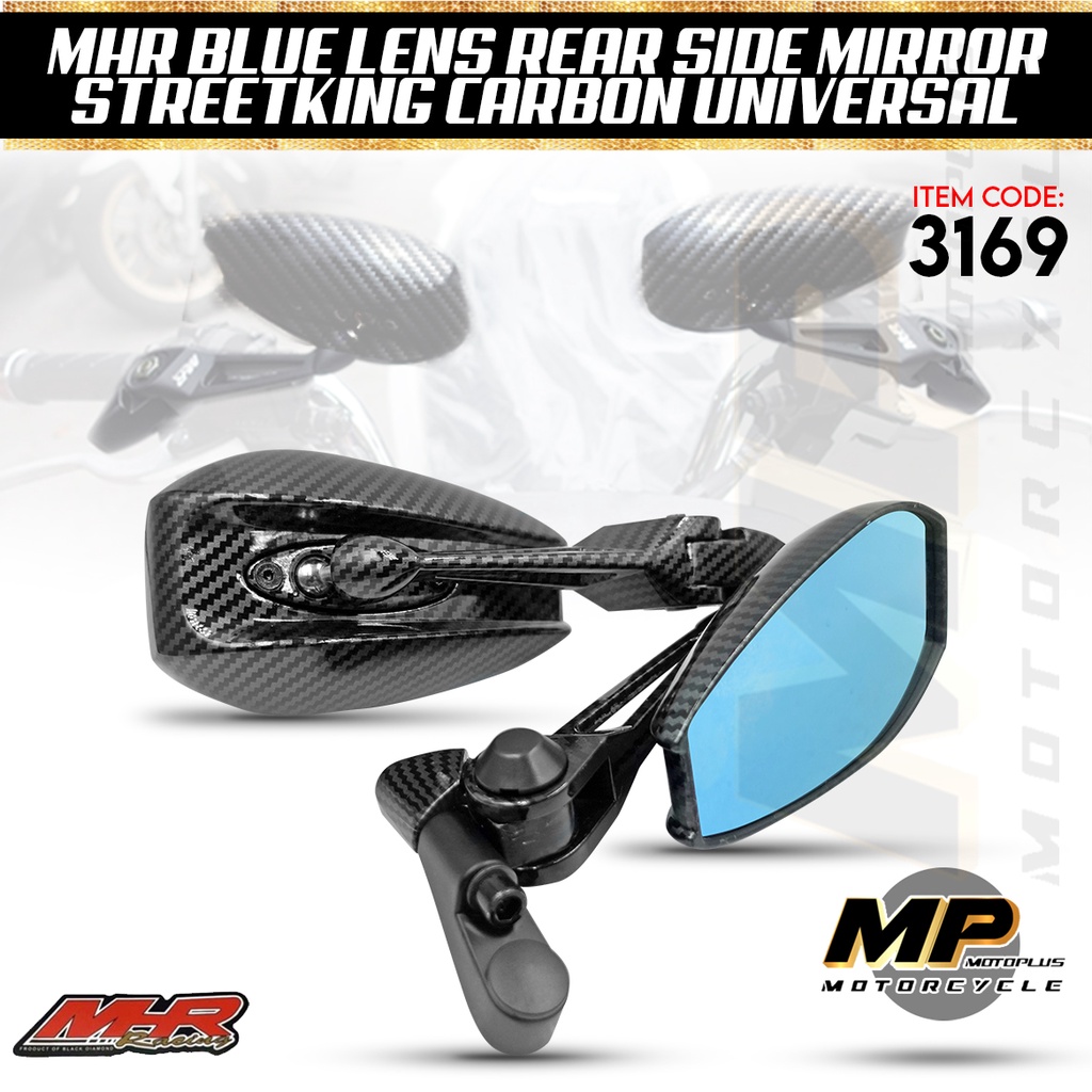 Motoplus Mhr Blue Lens Side Mirror Street King Carbon Universal