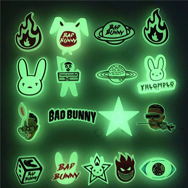 Cute Bad Bunny Jibitz Charms For Croc Fire Star Jibits Luminous Shoe