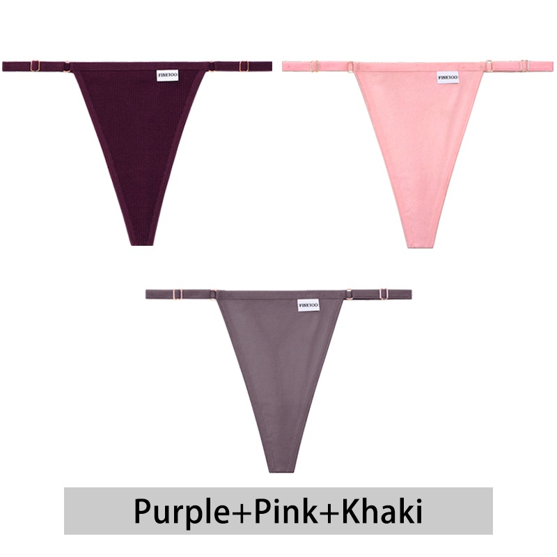 CuteByte 3 Pcs Set Women Cotton Thongs Low Rise Bikini Panty Sexy T