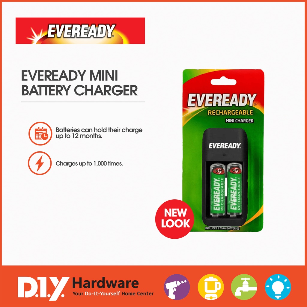 Eveready Mini Battery Charger EV2PC For AA And AAA Batteries Shopee