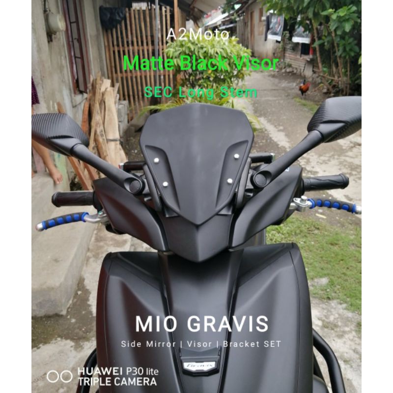 Cod Mio Gravis Side Mirror With Bracket And Visor Bundle Set Shopee