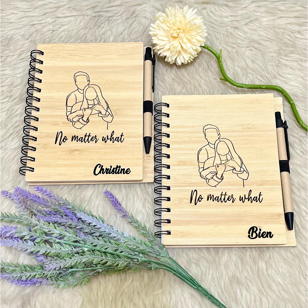 Personalized Bamboo Notebook With Pen Laser Engraved Shopee