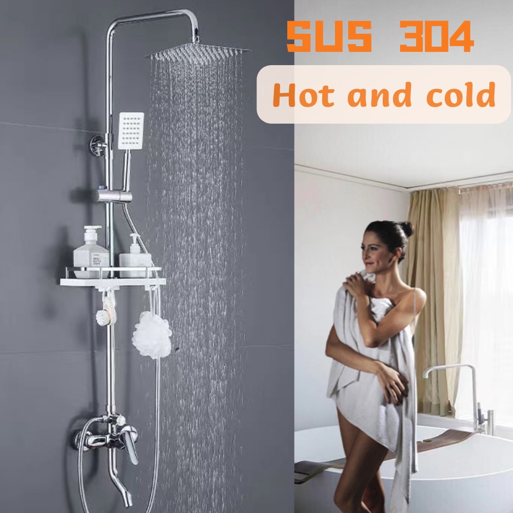 304 Shower Set Stainless Steel Bathroom Shower Hot And Cold Rainfall