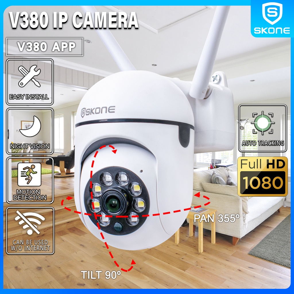 V380 IP Camera CCTV PTZ WiFi Wireless 1080p Q21S HD Night Vision LED