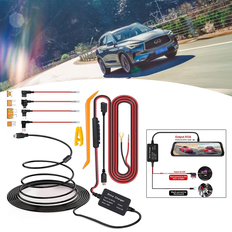 Universal Dash Cam Hard Wire Fuse Box Kit Mini Usb Car Recorder