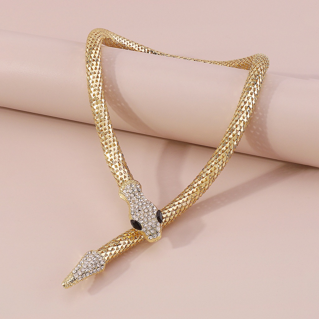 Soft Diamond Studded Snake Necklace Exaggerated Snake Necklace Punk