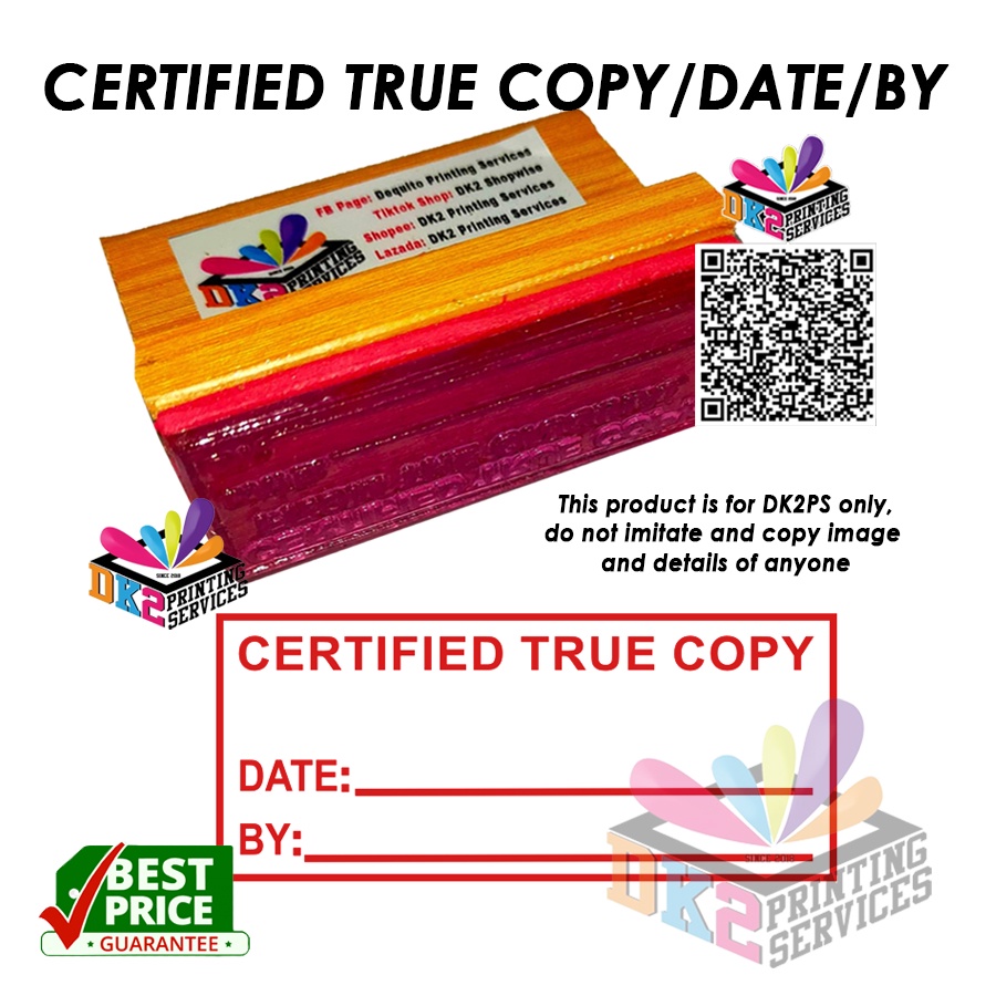 Certified True Copy X Inches Customized Rubber Stamp Machine Made