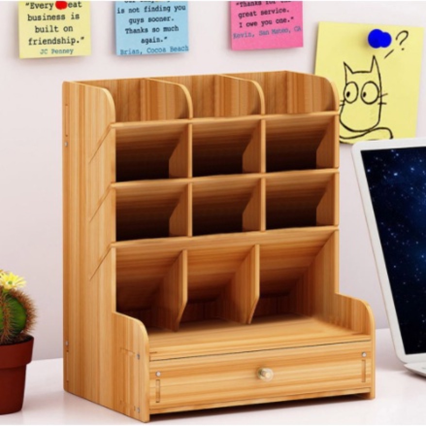 Sophia Diy Pen Holder Wooden Desktop Pencil Organizer Office Stationary