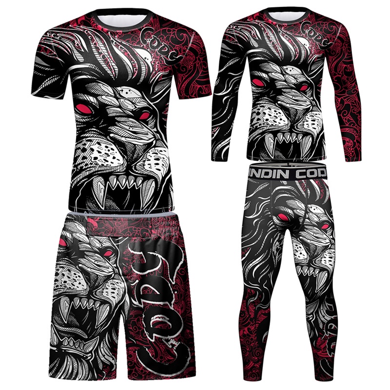 Boxing Rashguard T Shirts Pants Suit Men MMA Rash Guard BJJ Jerseys