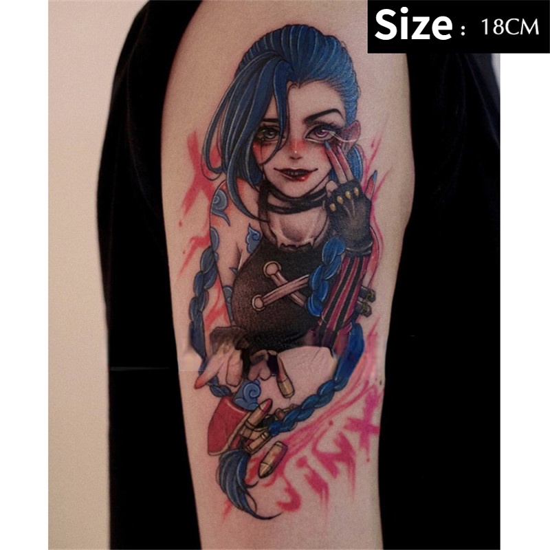 Anime Arcane Jinx Temporary Tattoo Cartoon Big Size Waterproof Fake