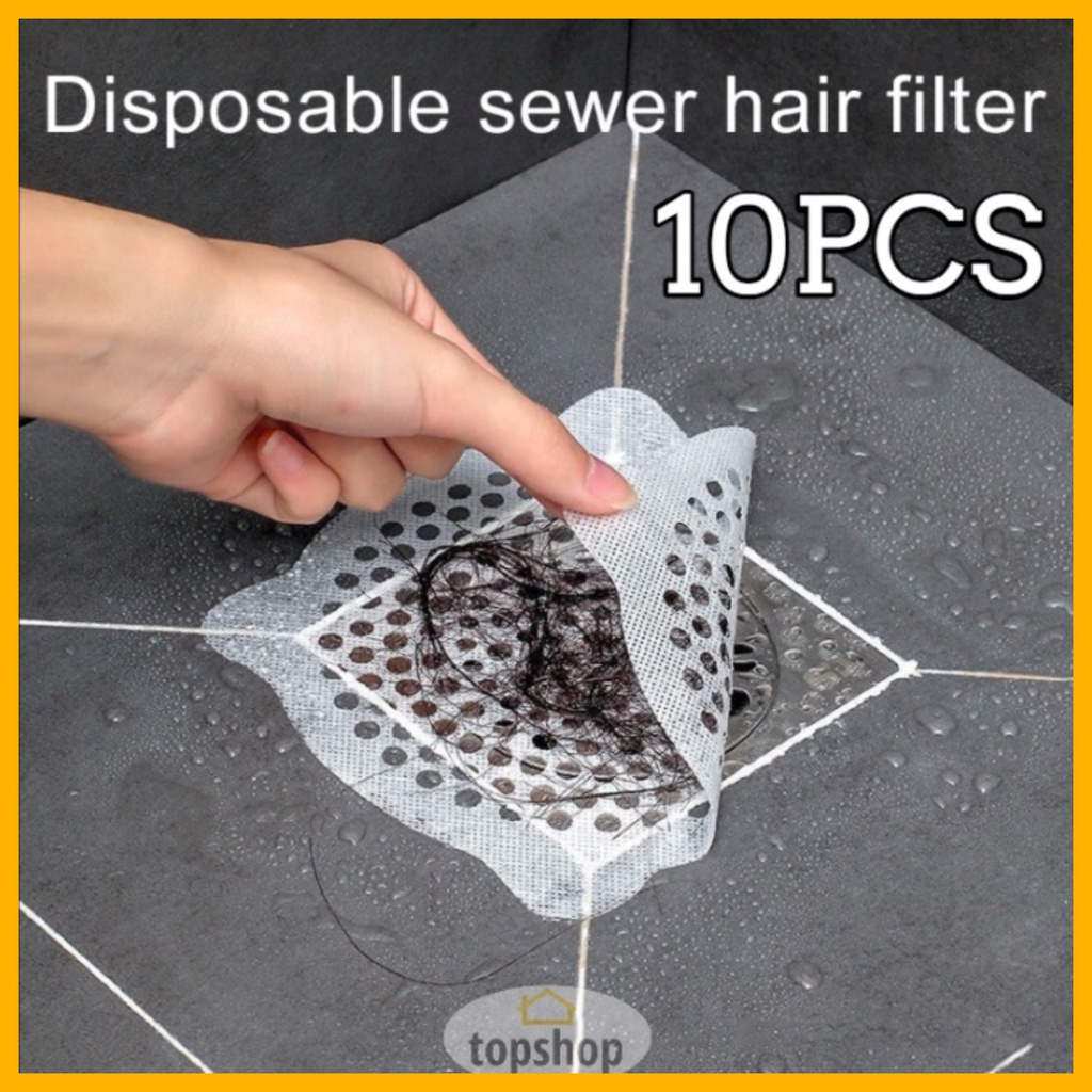 TOPSHOP 10Pcs Disposable Floor Drain Sticker Sewer Filter Hair Foreign