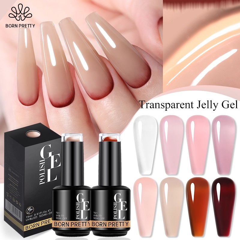 BORN PRETTY Milky Jelly White Pink Nude Gel Polish Nail Art Pink Spring