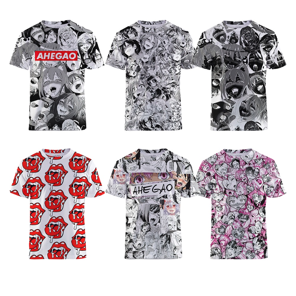 Men S Ahegao Anime Sex Print Short Sleeve T Shirt Top 2022 Fashion