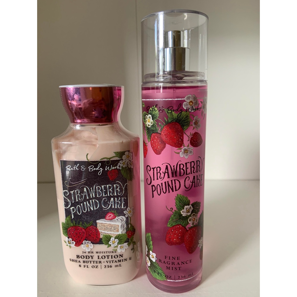 Bbw Strawberry Pound Cake Mist And Lotion Set Pc Shopee Philippines