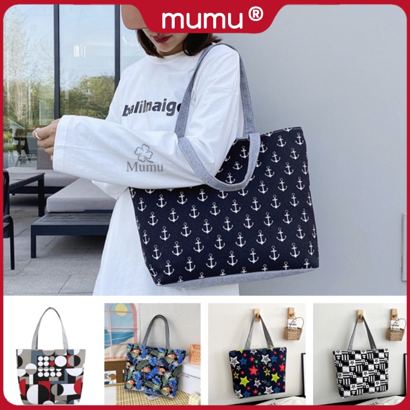 Mumu 3075 Korean New Fashion Canvas Tote Bag Design Shoulder Bags