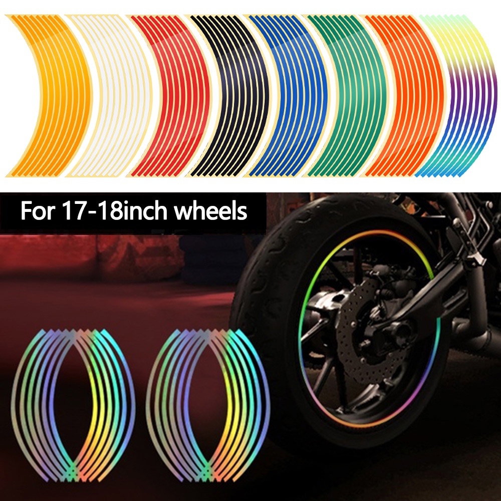 RE 18inch Motorcycle Car Rim Stripe Wheel Reflective Decal Tape Sticker