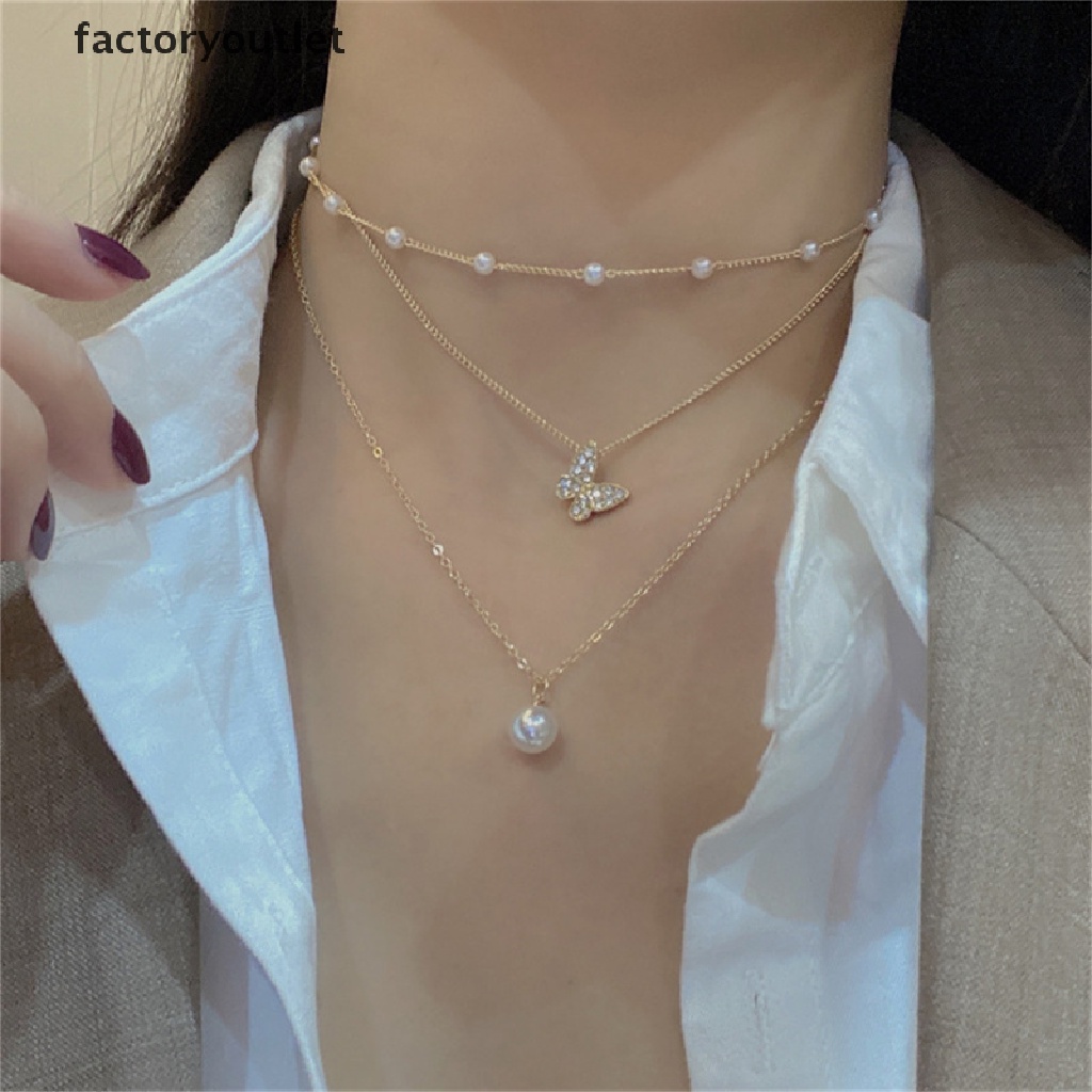 Fcph Bohemian Necklace Set Women Butterfly Pendant Multilayer Necklace