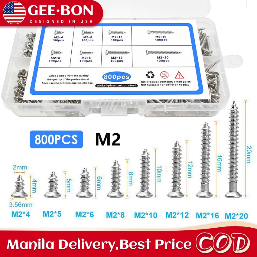 Geebon Pcs M Screw Self Tapping Assortment Kit Lock Nut Flat Head