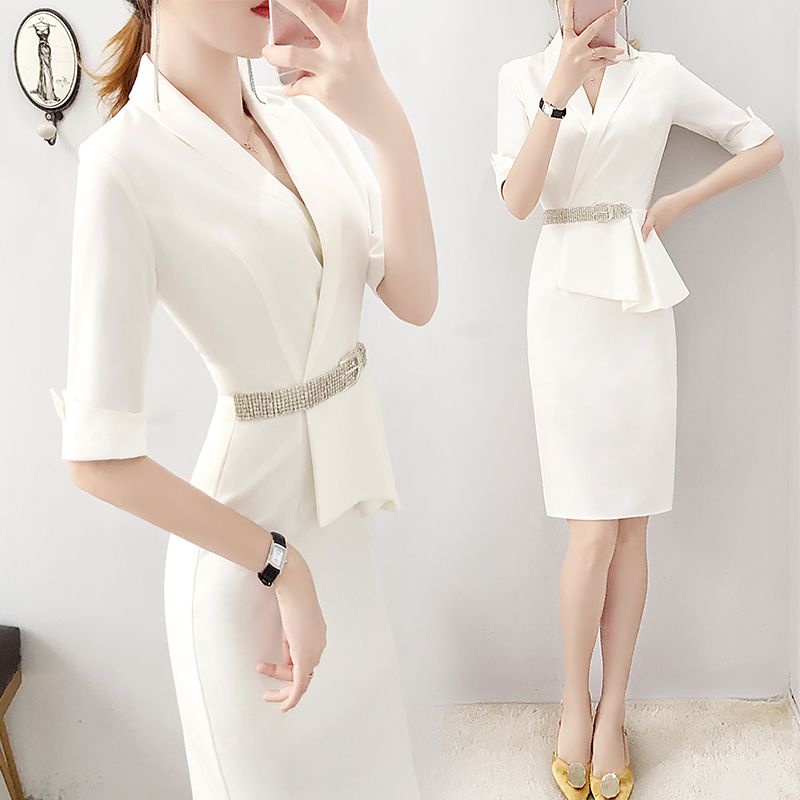 Business Dress Ukay White Corporate Attire For Women Dress With Blazer