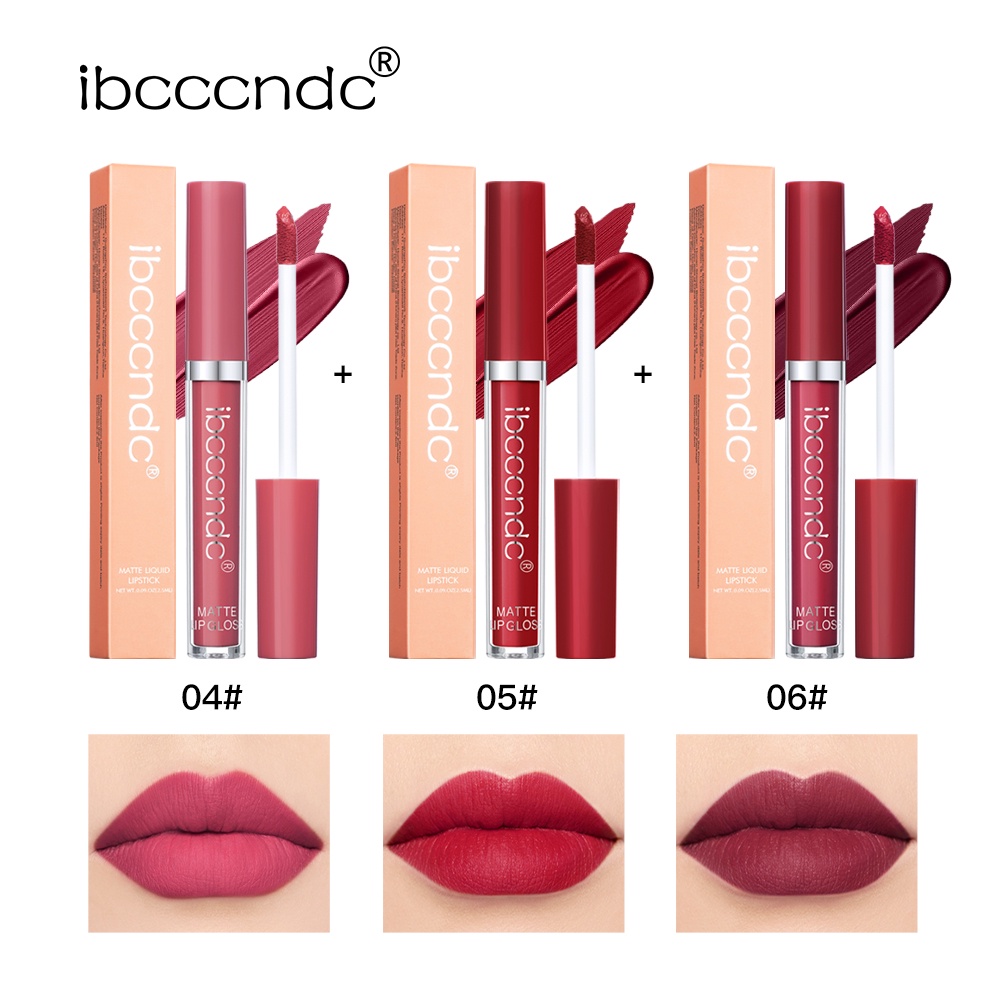 Ibcccndc Sexy Red Matte Velvet Lip Tint Nude Waterproof Long Lasting