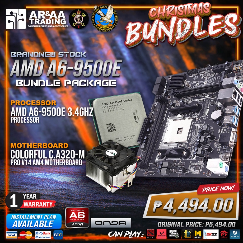 BRANDNEW Bundle AMD A6 9500E 3 4ghz Processor C A320 M PRO V14 AM4