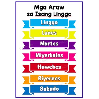 Laminated Wall Chart English Filipino Tagalog Color Shapes Days