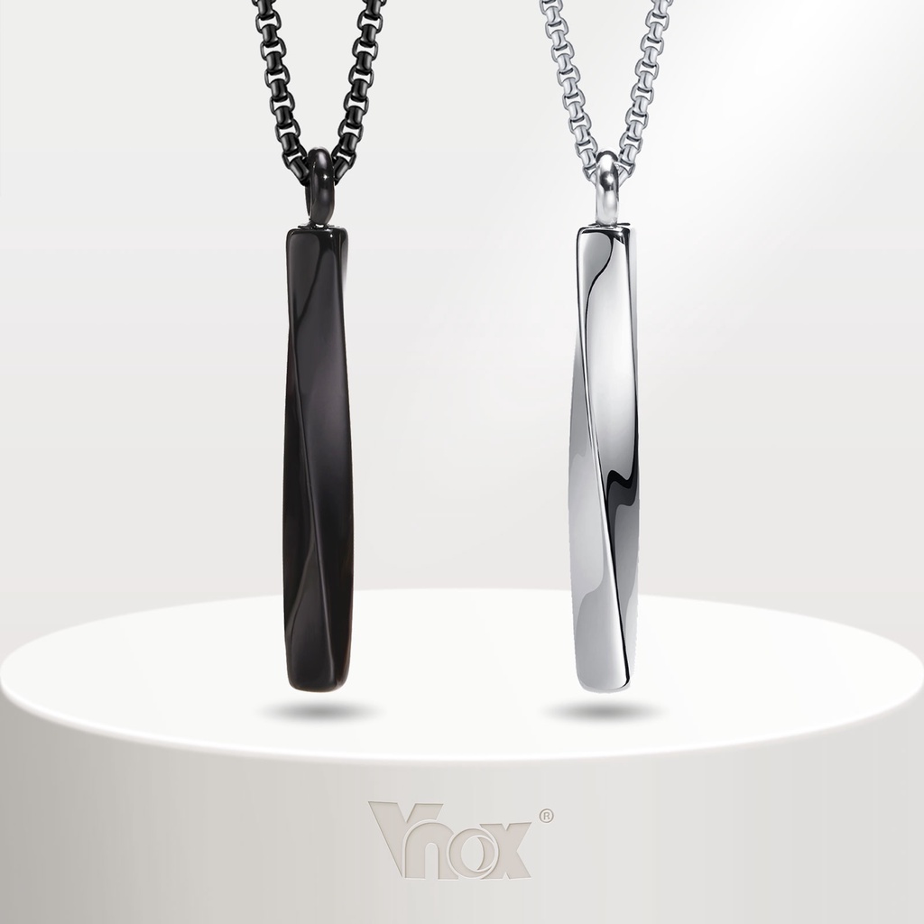 Vnox Stainless Steel Mobius Bar Pendant Necklaces For Men Simple