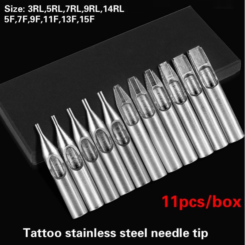 11pcs Box Stainless Steel Tattoo Nozzle Kit Mixed Size Professionally