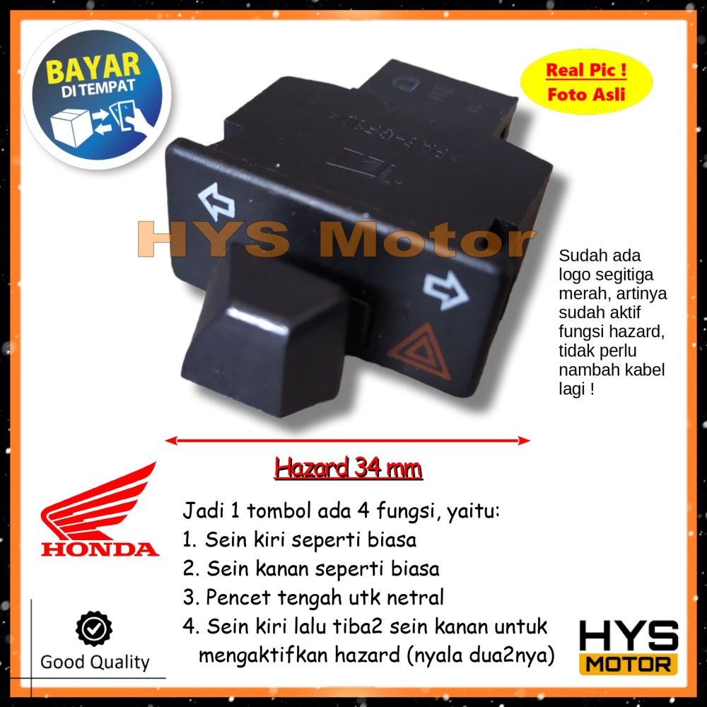 Tombol Hys Switch Button Sen Plus Hazard Mm Honda Beat Fi