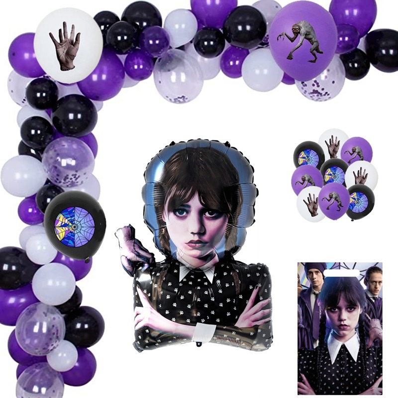 Wednesday Addams Birthday Theme Foil Balloon Party Arch Garland Kit