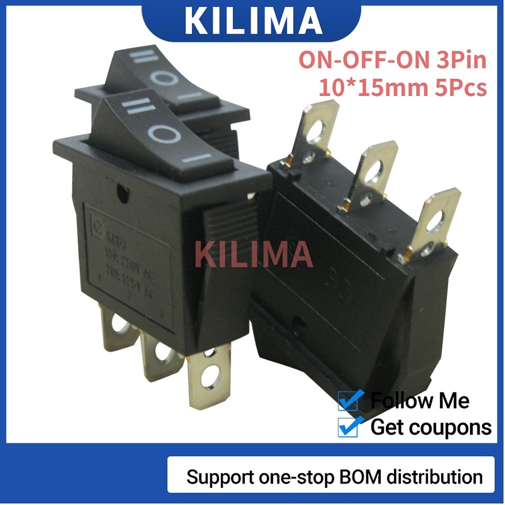 5pcs X AC 3A 250V 3 Pin SPDT KCD11 ON OFF ON 3 Position BLACK Boat