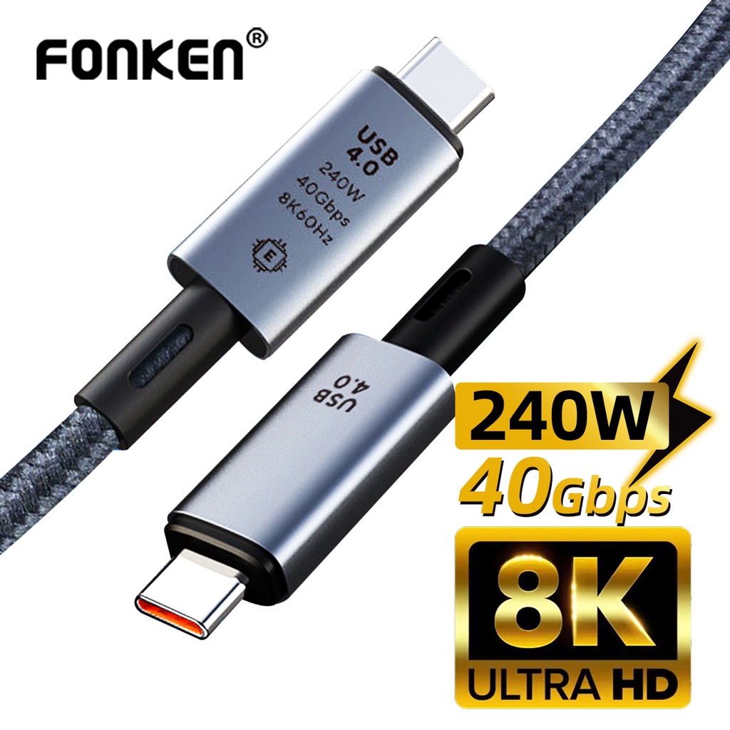 Fonken Usb4 Cable 40gbps Usb C To 240w Fast Charging 8k 60hz Video