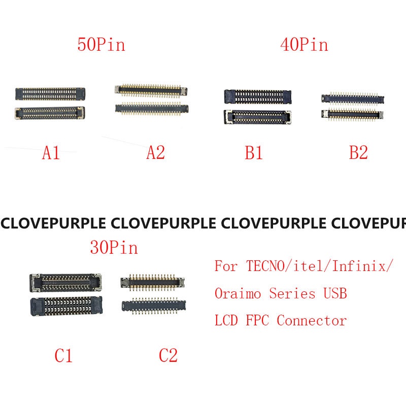 2PCS 30 40 50 Pin LCD Display Screen FPC Connector On Motherboard For