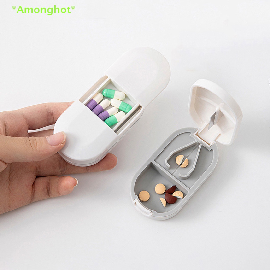 Amonghot Medicine Pill Cutter Box Portable Drug Box Useful Grinder