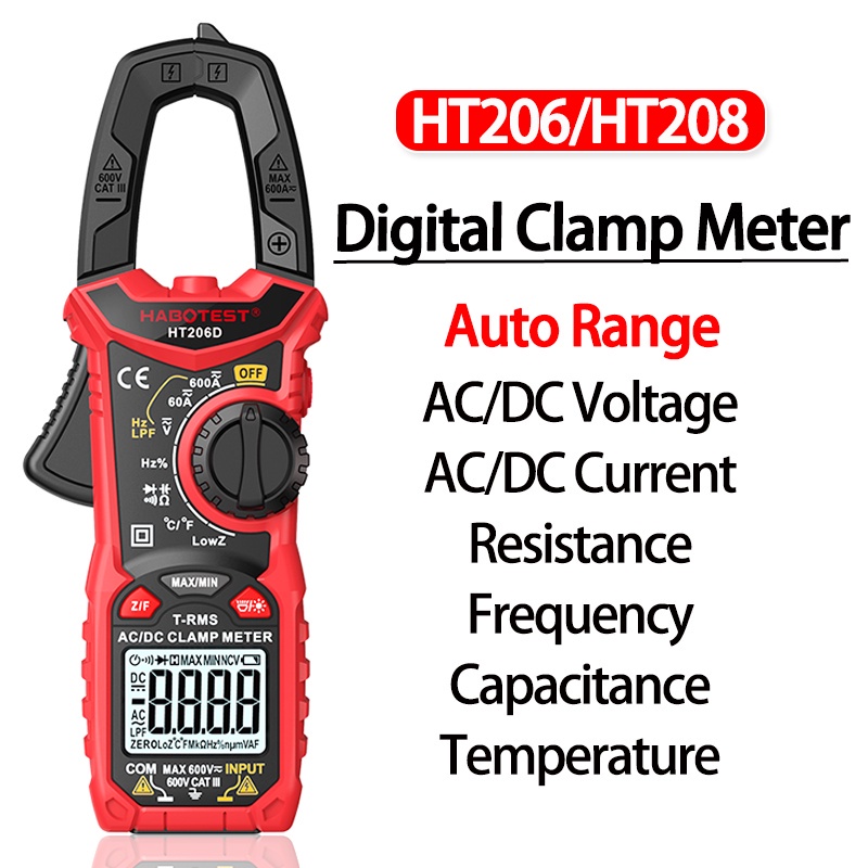 Digital Clamp Meter HT206D HT208D Multimeter AC DC Voltage And Current