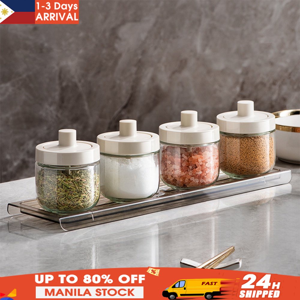 Kitchen Sealed Condiment Jar Spoon Lid Integrated Seasoning Bottle