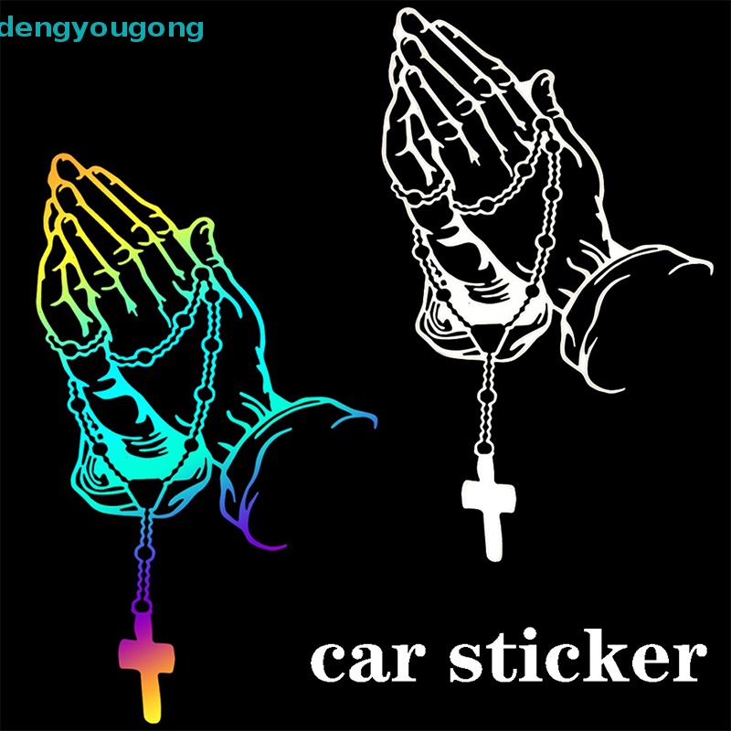 Dengyougong Car Praying Hands With Rosary Sticker Decals Religious