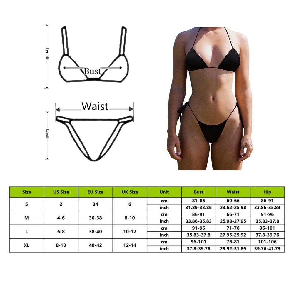 Solid Color Sexy Women Bikini Split Swimsuit Summer Beach Push Up Bra