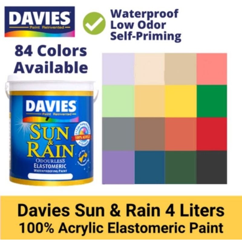 DAVIES SUN RAIN SUN AND RAIN ELASTOMERIC PAINT 100 ACRYLIC