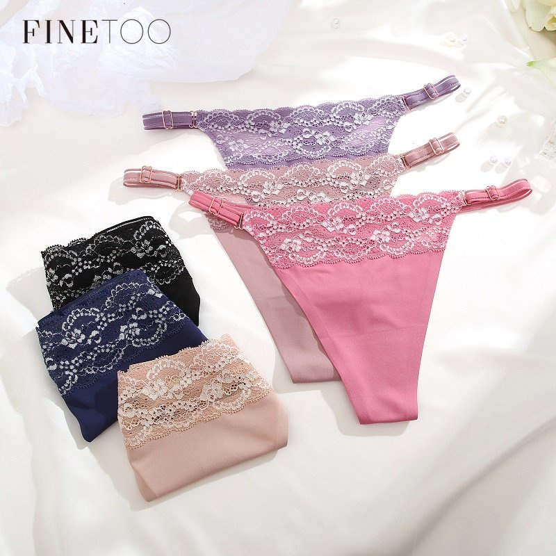 Finetoo Sexy Seamless Thongs For Women Ice Silk Panties Breathable Soft