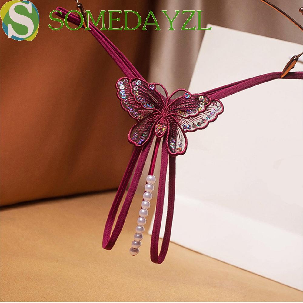 SOMEDAYZL Sexy Underwear Women Lingerie Panties Pearl Embroidery Open