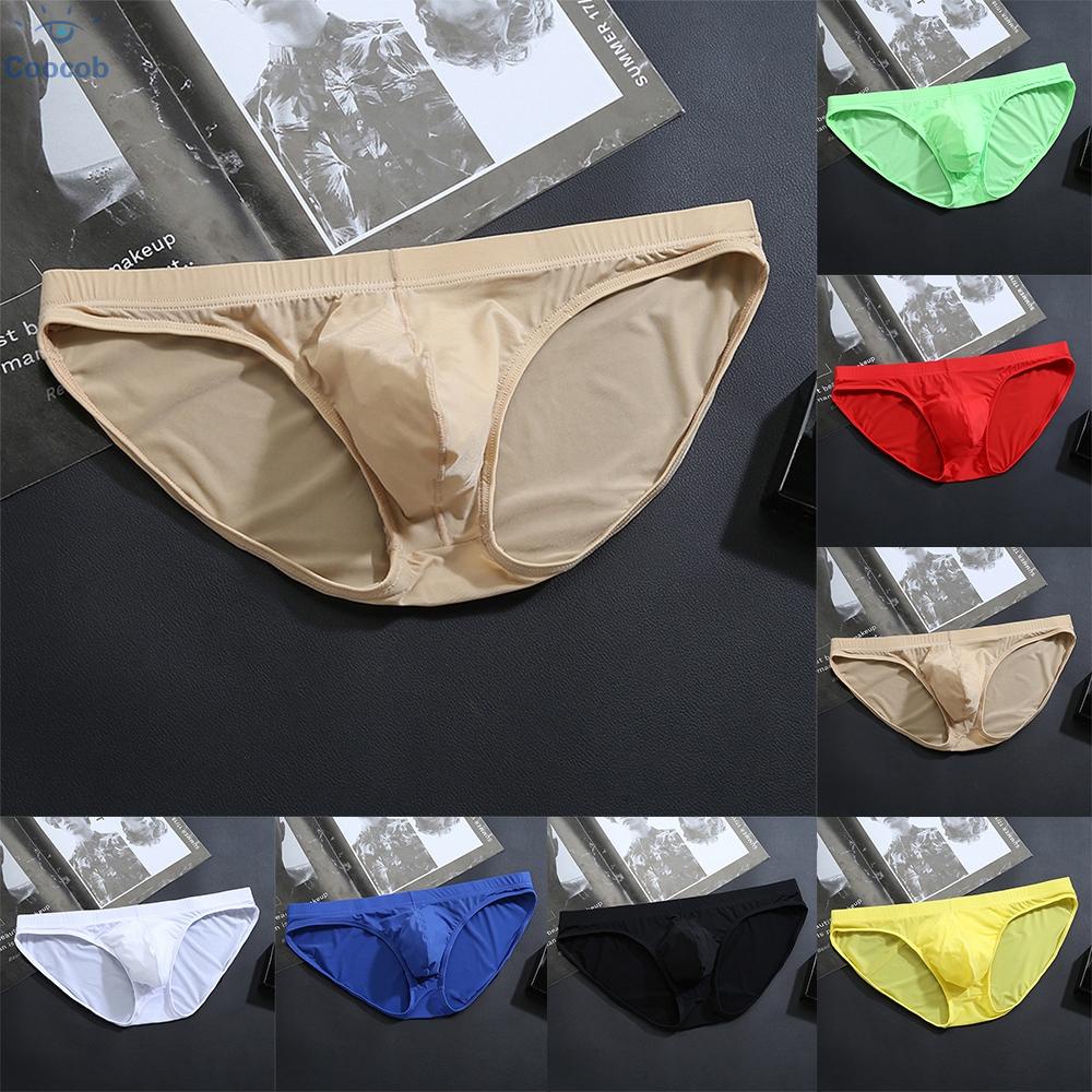 Mens Sexy Breathable Low Waist U Convex Solid Color Underwear Briefs