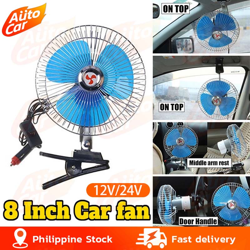 8inch Premium Portable Car Fan 12V 24V Clip On Cooling Car Fan Mini